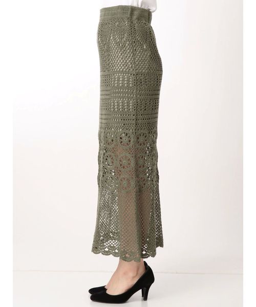 Ungrid（アングリッド）の「かぎ針ニットマキシスカート（スカート・レディース・オフホワイト/カーキ・FREE）」の8枚目の写真