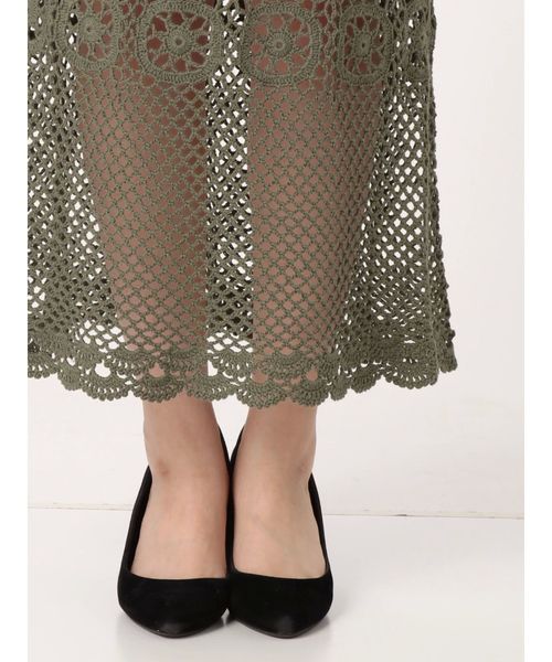 Ungrid（アングリッド）の「かぎ針ニットマキシスカート（スカート・レディース・オフホワイト/カーキ・FREE）」の12枚目の写真