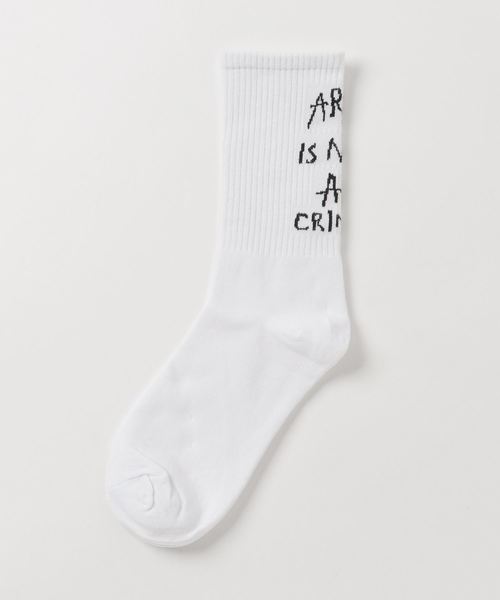 Fun & Daily（ファンアンドデイリー）の「F&D : バックメッセージリブソックス（ソックス/靴下・レディース・ホワイト/ブラック/オレンジ・FREE）」の2枚目の写真