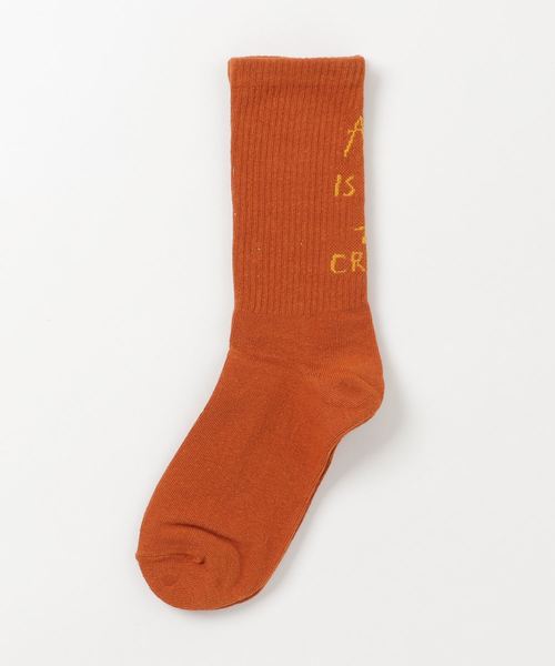 Fun & Daily（ファンアンドデイリー）の「F&D : バックメッセージリブソックス（ソックス/靴下・レディース・ホワイト/ブラック/オレンジ・FREE）」の3枚目の写真