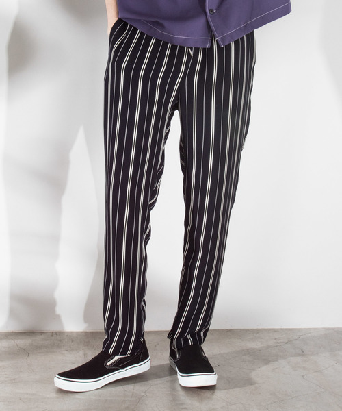 WEGO（ウィゴー）の「WEGO/ストライプイージーパンツ（スラックス・メンズ・ネイビー/ブラウン/ブラック・LARGE/MEDIUM）」の3枚目の写真