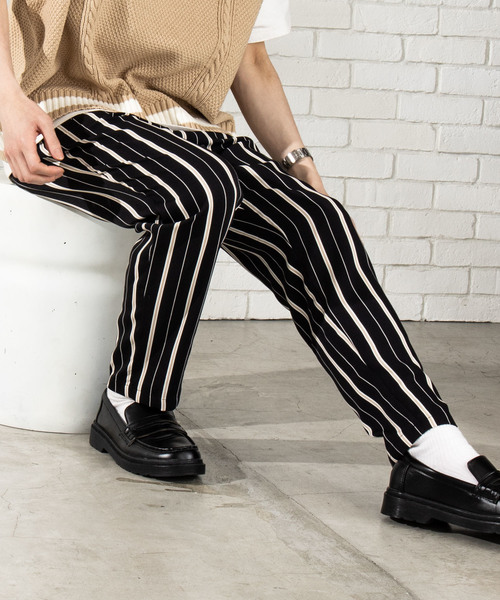 WEGO（ウィゴー）の「WEGO/ストライプイージーパンツ（スラックス・メンズ・ネイビー/ブラウン/ブラック・LARGE/MEDIUM）」の2枚目の写真