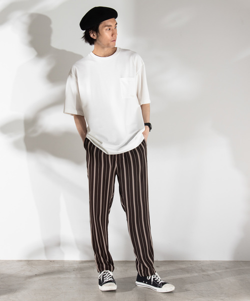 WEGO（ウィゴー）の「WEGO/ストライプイージーパンツ（スラックス・メンズ・ネイビー/ブラウン/ブラック・LARGE/MEDIUM）」の7枚目の写真