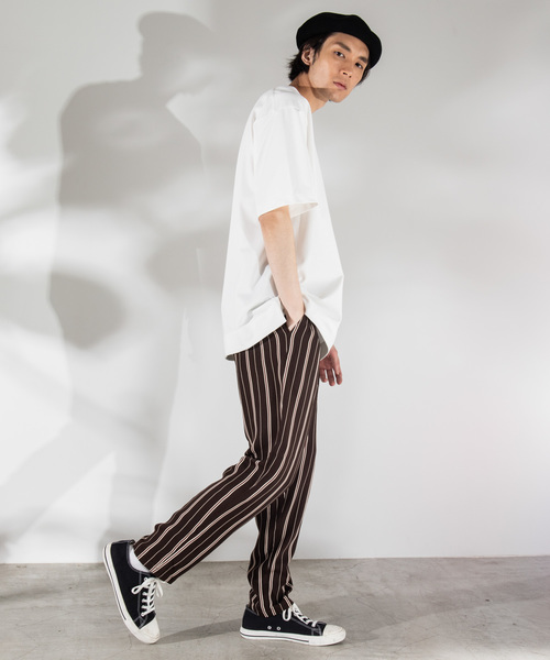 WEGO（ウィゴー）の「WEGO/ストライプイージーパンツ（スラックス・メンズ・ネイビー/ブラウン/ブラック・LARGE/MEDIUM）」の9枚目の写真