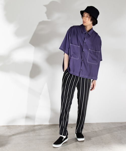 WEGO（ウィゴー）の「WEGO/ストライプイージーパンツ（スラックス・メンズ・ネイビー/ブラウン/ブラック・LARGE/MEDIUM）」の10枚目の写真