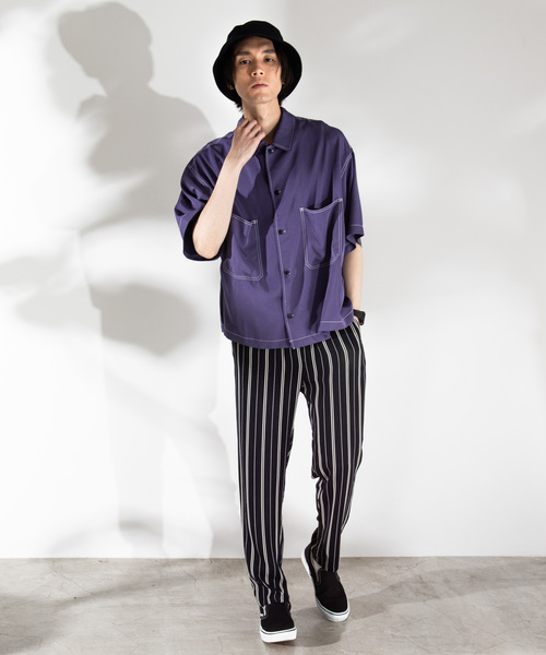 WEGO（ウィゴー）の「WEGO/ストライプイージーパンツ（スラックス・メンズ・ネイビー/ブラウン/ブラック・LARGE/MEDIUM）」の11枚目の写真