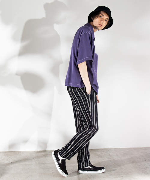 WEGO（ウィゴー）の「WEGO/ストライプイージーパンツ（スラックス・メンズ・ネイビー/ブラウン/ブラック・LARGE/MEDIUM）」の12枚目の写真