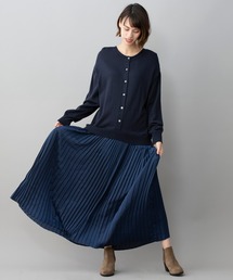 Munich | ウールジャージー×サテンプリーツドッキング2WAYニットワンピース(ワンピース)