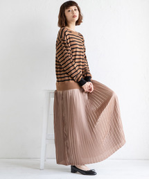 Munich | ウールジャージー×サテンプリーツドッキング2WAYロングワンピース(ワンピース)