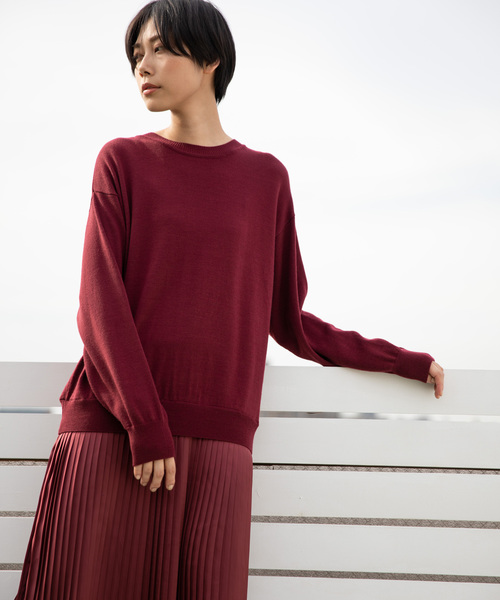 Munich（ミューニック）の「ウールジャージー×サテンプリーツドッキング2WAYニットワンピース（ワンピース・レディース・ブラック/グレー/ライトブラウン/ボルドー/ホワイト×ブラック/ライトベージュ/ネイビー・FREE）」の21枚目の写真