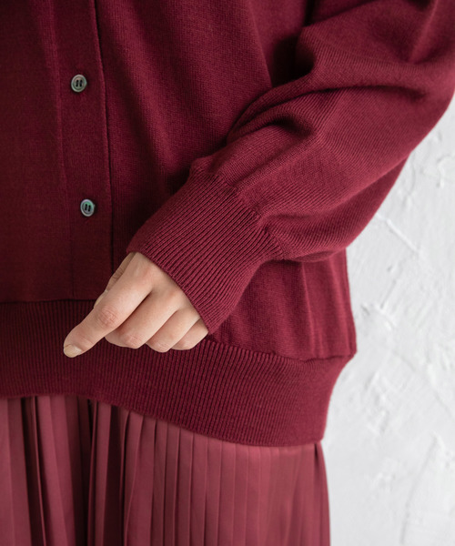 Munich（ミューニック）の「ウールジャージー×サテンプリーツドッキング2WAYニットワンピース（ワンピース・レディース・ブラック/グレー/ライトブラウン/ボルドー/ホワイト×ブラック/ライトベージュ/ネイビー・FREE）」の19枚目の写真