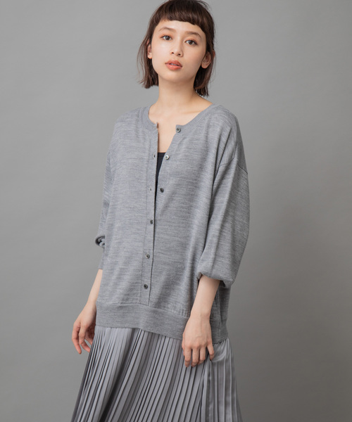 Munich（ミューニック）の「ウールジャージー×サテンプリーツドッキング2WAYニットワンピース（ワンピース・レディース・ブラック/グレー/ライトブラウン/ボルドー/ホワイト×ブラック/ライトベージュ/ネイビー・FREE）」の20枚目の写真