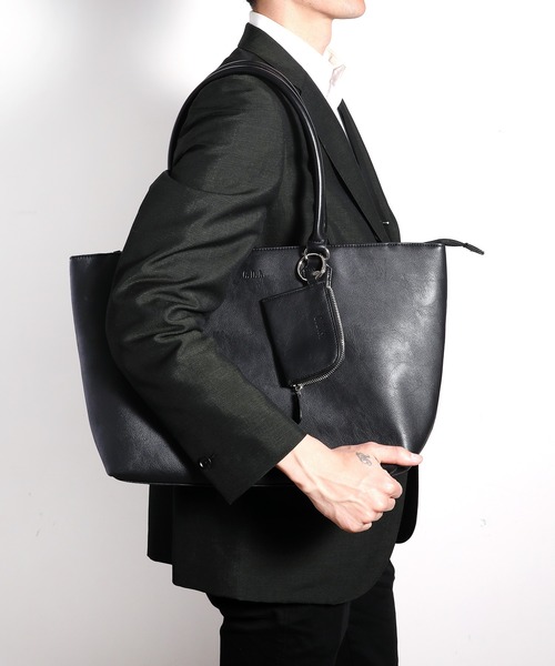 G.D.N.(ジーディーエヌ)の「PUレザー×スプリットレザー トート(トートバッグ・メンズ・ブラック/ネイビー/グレー/キャメル/ブルー系その他・ONE SIZE)」の9枚目の写真