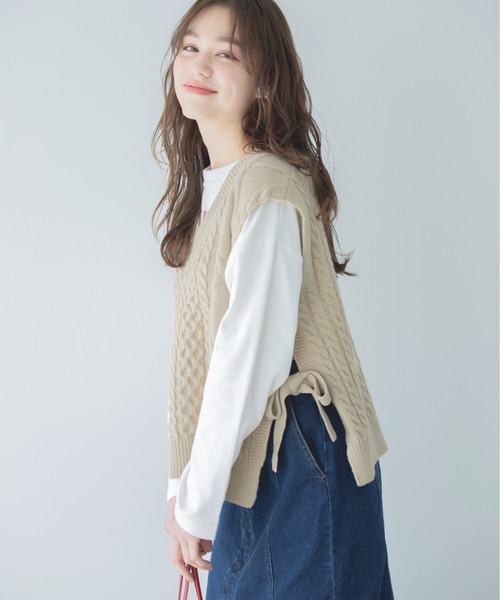 Heather（ヘザー）の「サイドリボンニットベスト 881184（ベスト