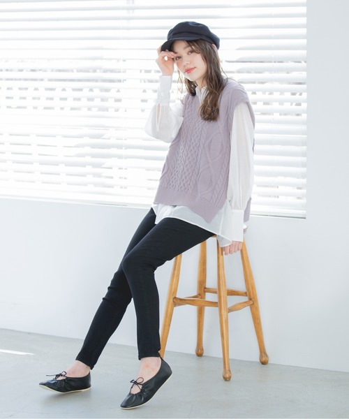 Heather(ヘザー)の「サイドリボンニットベスト 881184(ベスト・レディース・ベージュ/アイボリー/パープル系その他/ピンクベージュ・FREE)」の11枚目の写真