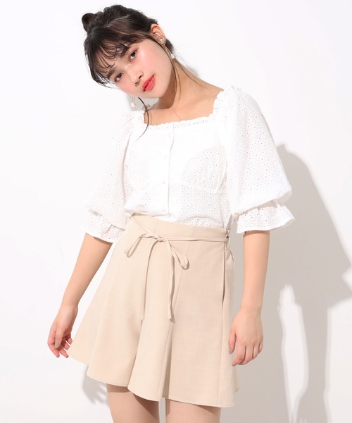 one after another NICE CLAUP（ワンアフターアナザーナイスクラップ）の「フレア麻風ショートパンツ（その他パンツ・レディース・ベージュ/ダークパープル/ラベンダー/テラコッタ・FREE）」の15枚目の写真