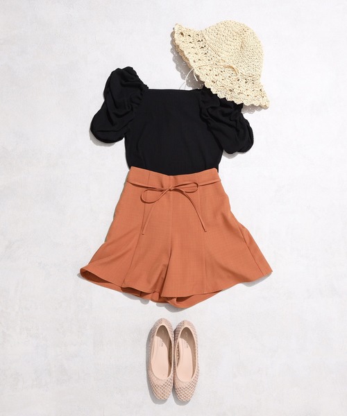 one after another NICE CLAUP（ワンアフターアナザーナイスクラップ）の「フレア麻風ショートパンツ（その他パンツ・レディース・ベージュ/ダークパープル/ラベンダー/テラコッタ・FREE）」の19枚目の写真