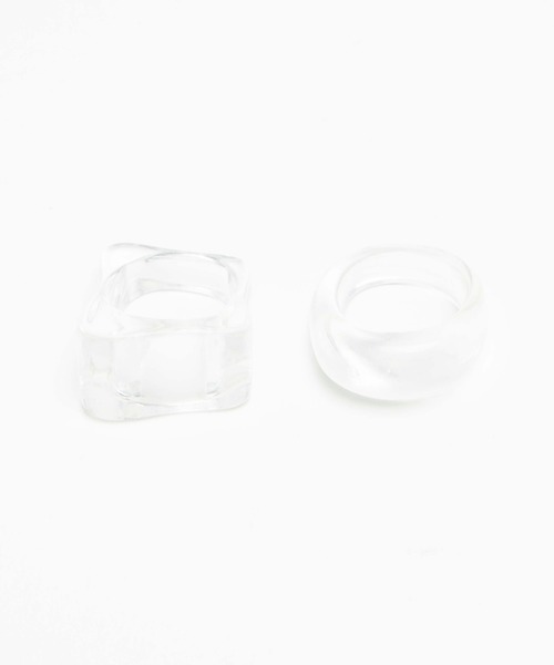 WEGO(ウィゴー)の「WEGO/【2点セット】クリアリング(リング・レディース・ホワイト/カーキ/その他1・FREE)」の3枚目の写真