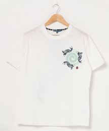 和柄プリントスラブTシャツ バックプリント