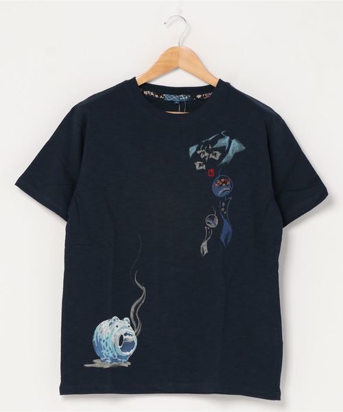 LB/S （エルビーエス）の「和柄プリントスラブＴシャツ　バックプリント（Tシャツ/カットソー・メンズ・その他1/ブルー系その他/ホワイト系その他/その他4/ブラック/ブラック系その他/その他3/その他2/ホワイト/ネイビー・LARGE/MEDIUM/X-LARGE）」の6枚目の写真