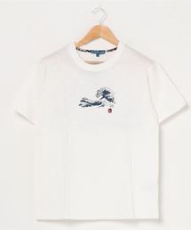 和柄プリントスラブＴシャツ　バックプリント