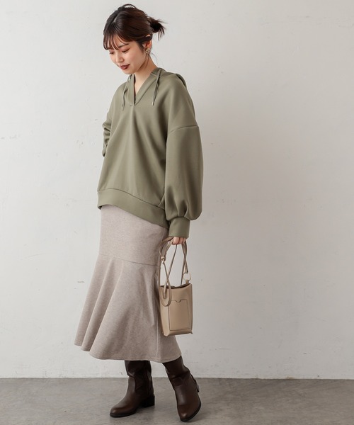 natural couture（ナチュラルクチュール）の「やわらかほっこりカラーマーメイドスカート（スカート・レディース・アイボリー/ベージュ/ブルー/グレー・FREE）」の14枚目の写真