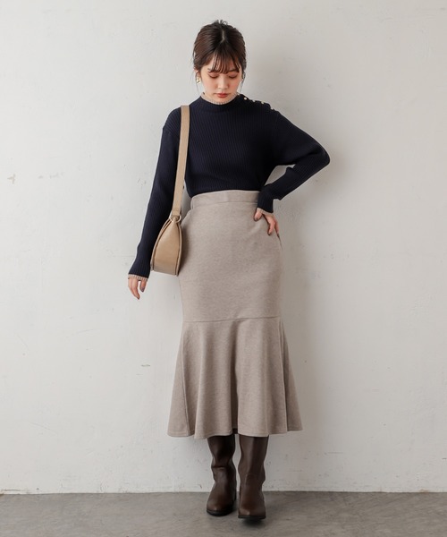 natural couture（ナチュラルクチュール）の「やわらかほっこりカラーマーメイドスカート（スカート・レディース・アイボリー/ベージュ/ブルー/グレー・FREE）」の8枚目の写真