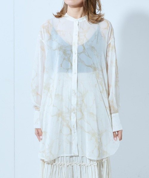 Lui's（ルイス）の「タイダイシアーロングシャツ（シャツ/ブラウス・レディース・ベージュ/イエロー/ミント・FREE）」の4枚目の写真