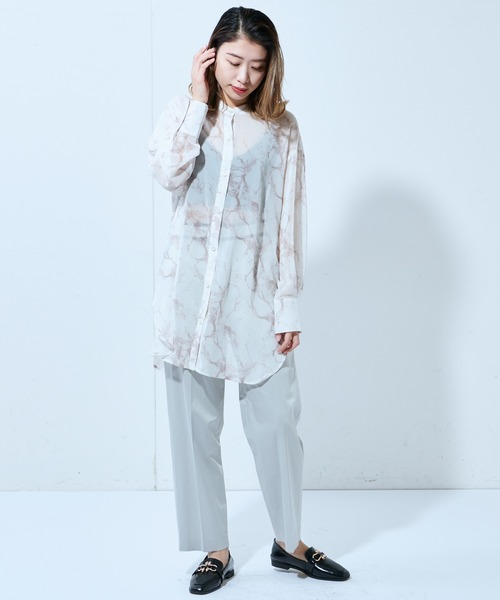 Lui's（ルイス）の「タイダイシアーロングシャツ（シャツ/ブラウス・レディース・ベージュ/イエロー/ミント・FREE）」の17枚目の写真