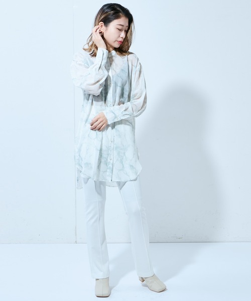 Lui's（ルイス）の「タイダイシアーロングシャツ（シャツ/ブラウス・レディース・ベージュ/イエロー/ミント・FREE）」の11枚目の写真