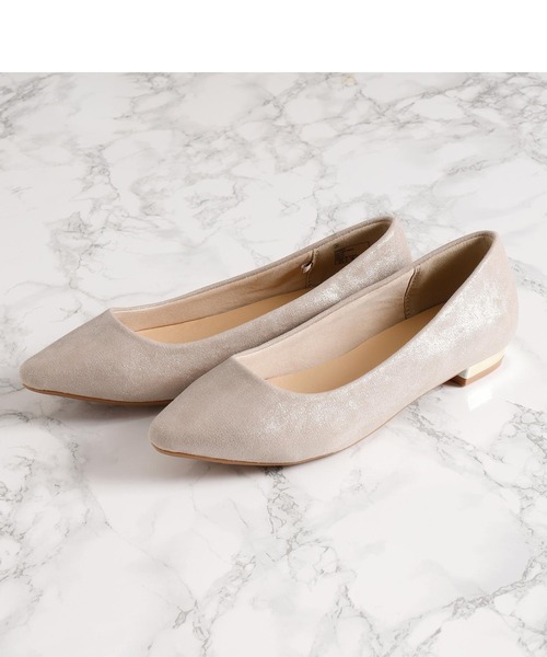【新品】スエード　パンプス　グレージュ23.0cm レディース 【NUOVO】 ヌオーヴォ FL PLATE HEEL 4 ラウンドトゥ