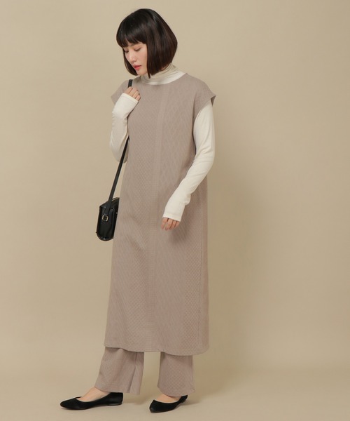IKKA LOUNGE(イッカラウンジ)の「カットジャガードワイドパンツ(その他パンツ・レディース・チャコールグレー/ベージュ・M/L)」の5枚目の写真