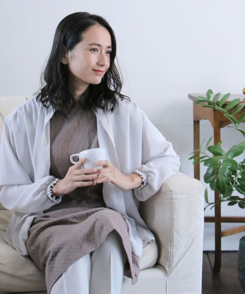 IKKA LOUNGE(イッカラウンジ)の「カットジャガードワイドパンツ(その他パンツ・レディース・チャコールグレー/ベージュ・M/L)」の16枚目の写真