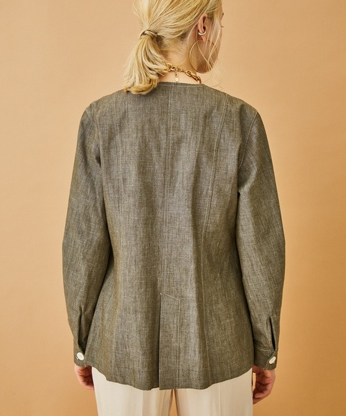 21ss　イネラ　lNella　スラブダンガリーノーカラージャケット INella（イネラ）の「【INella(イネラ)】スラブダンガリーノーカラー