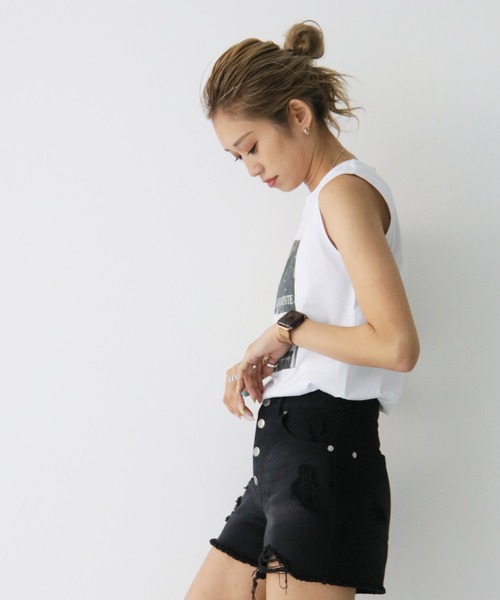 Avvenente（アベネンテ）の「【Avvenente】スリーブレスニュアンス転写プリントカットソー（Tシャツ/カットソー・レディース・ブラック/オフホワイト・M）」の12枚目の写真