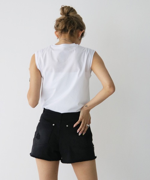 Avvenente（アベネンテ）の「【Avvenente】スリーブレスニュアンス転写プリントカットソー（Tシャツ/カットソー・レディース・ブラック/オフホワイト・M）」の10枚目の写真