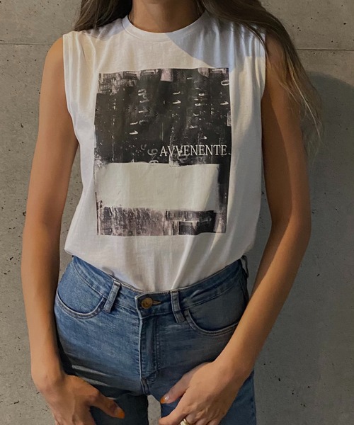 Avvenente（アベネンテ）の「【Avvenente】スリーブレスニュアンス転写プリントカットソー（Tシャツ/カットソー・レディース・ブラック/オフホワイト・M）」の22枚目の写真
