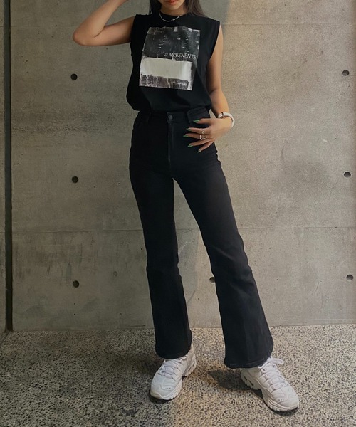 Avvenente（アベネンテ）の「【Avvenente】スリーブレスニュアンス転写プリントカットソー（Tシャツ/カットソー・レディース・ブラック/オフホワイト・M）」の17枚目の写真