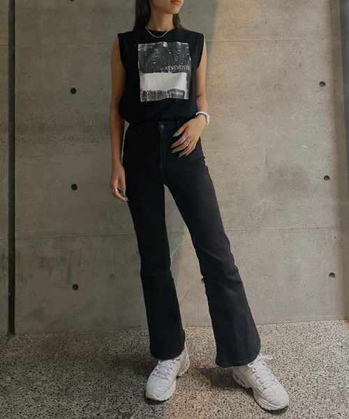 Avvenente（アベネンテ）の「【Avvenente】スリーブレスニュアンス転写プリントカットソー（Tシャツ/カットソー・レディース・ブラック/オフホワイト・M）」の18枚目の写真