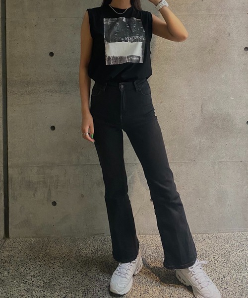 Avvenente（アベネンテ）の「【Avvenente】スリーブレスニュアンス転写プリントカットソー（Tシャツ/カットソー・レディース・ブラック/オフホワイト・M）」の19枚目の写真