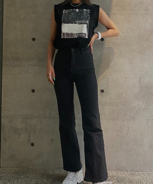 Avvenente（アベネンテ）の「【Avvenente】スリーブレスニュアンス転写プリントカットソー（Tシャツ/カットソー・レディース・ブラック/オフホワイト・M）」の20枚目の写真