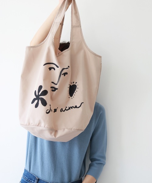 SLOBE IENA（スローブイエナ）の「SLOBE × opnner FACE エコバッグ◆（エコバッグ/サブバッグ・レディース・ベージュ・FREE）」の8枚目の写真