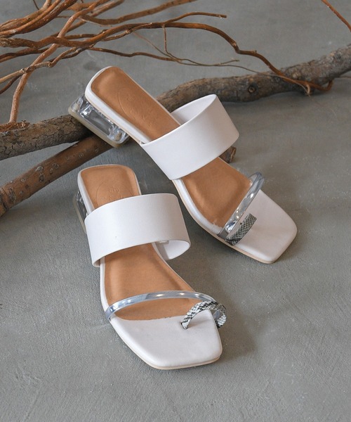 NOFALL（ノーフォール）の「アシメベルトクリアヒールサンダル（サンダル・レディース・ホワイト系その他/ブラック系その他/ブラウン系その他/ベージュ系その他・LL/3L/SS/S/M/L）」の2枚目の写真