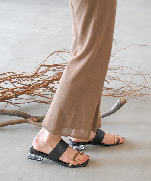 NOFALL（ノーフォール）の「アシメベルトクリアヒールサンダル（サンダル・レディース・ホワイト系その他/ブラック系その他/ブラウン系その他/ベージュ系その他・LL/3L/SS/S/M/L）」の3枚目の写真