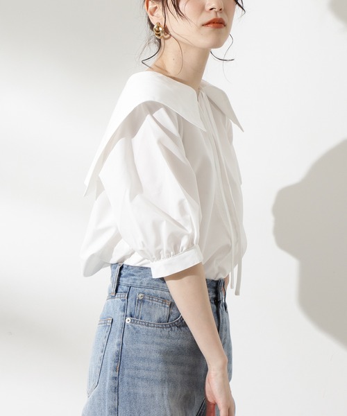 N.（N. Natural Beauty Basic）（エヌエヌナチュラルビューティーベーシック）の「セーラーカラーブラウス（シャツ/ブラウス・レディース・ホワイト/ブラック/イエロー・MEDIUM）」の15枚目の写真