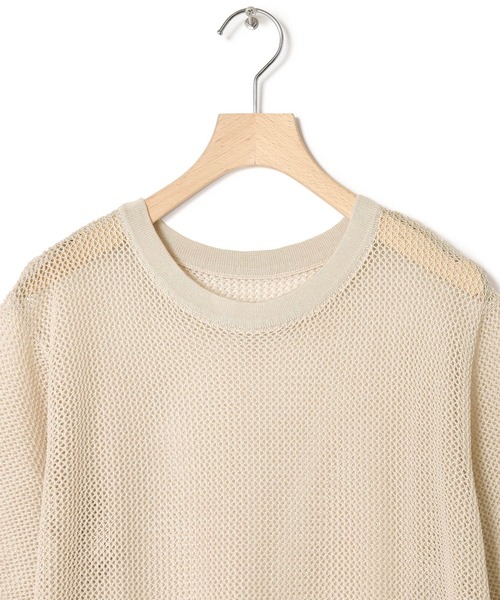 Alley by w closet（アリーバイダブルクローゼット）の「【Alley】メッシュ編み半袖ニットワンピース（ワンピース・レディース・ベージュ・FREE）」の4枚目の写真
