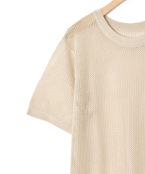 Alley by w closet（アリーバイダブルクローゼット）の「【Alley】メッシュ編み半袖ニットワンピース（ワンピース・レディース・ベージュ・FREE）」の2枚目の写真