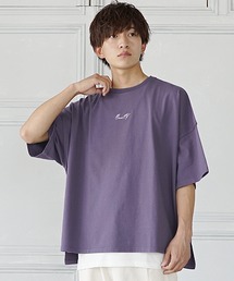 MinoriTY | 【MinoriTY】ブランドロゴ半袖Tシャツ 刺繍 オーバーサイズ ルーズシルエット 無地 インナー メンズ ビッグTシャツ(Tシャツ/カットソー)