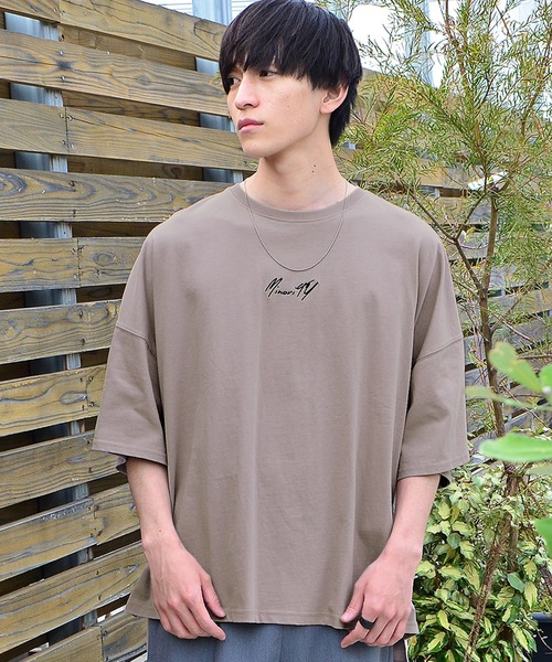 MinoriTY（マイノリティ）の「【MinoriTY】ブランドロゴ半袖Tシャツ 刺繍 オーバーサイズ ルーズシルエット 無地 インナー メンズ ビッグTシャツ（Tシャツ/カットソー・メンズ・ブラック/オフホワイト/ブルーグレー/グレー系その他/ラベンダー/ライトアッシュグレー・M/L/S）」の4枚目の写真