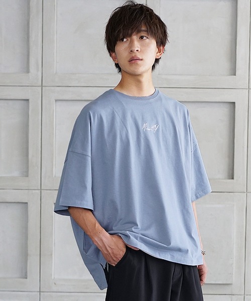 MinoriTY（マイノリティ）の「【MinoriTY】ブランドロゴ半袖Tシャツ 刺繍 オーバーサイズ ルーズシルエット 無地 インナー メンズ ビッグTシャツ（Tシャツ/カットソー・メンズ・ブラック/オフホワイト/ブルーグレー/グレー系その他/ラベンダー/ライトアッシュグレー・M/L/S）」の15枚目の写真